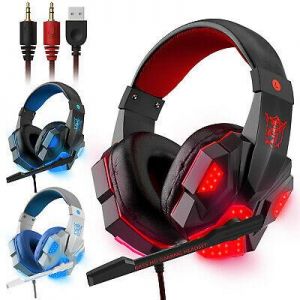 wardshop משחקי וידאו 3.5mm Gaming Headset Mic LED Headphones Stereo Bass Surround For PC PS4 Xbox One