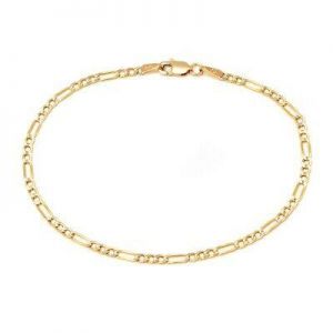 wardshop תכשיטים 14K Yellow Gold 2.5mm Figaro Link Chain Anklet - 10 inch- Made In Italy