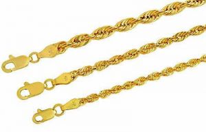 10k Yellow Gold Light 2.5mm-4mm Diamond Cut Rope Chain Pendant  Necklace 16"-30"