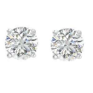 1/3ct TW Round REAL Diamond Stud Earrings in 14K White or Yellow Gold