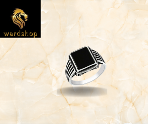wardshop תכשיטים טבעת גברים מכסף סטרלינג 925 שחור אבן אוניקס תכשיטים טורקיים בעיצוב פסים