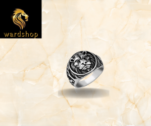 wardshop תכשיטים טבעת כסף לגברים ב-925 סטרלינג טורקית תכשיטים בעבודת יד טבעות גברים נושא האריה